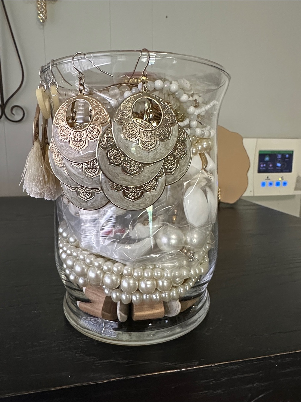Mystery Jewelry Jar In White/Gold Accent Colors.